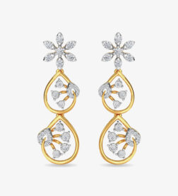 Diamond Trinity Earring Dangler Rose Gold